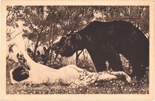 Richard Müller Leipzig Art Nude Woman & Bear German Allegorical Artwork No. 22 picture