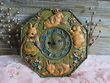 Antique Lux Clock Rabbit Nursery Rhyme 1930's Key-Wind Juvenile Wall Clock picture