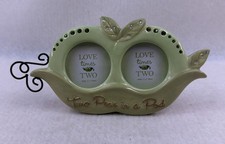 Two Peas in a Pod Twin Baby Picture Frame Holds 2''x2'' Nursery Keepsake Gift. picture