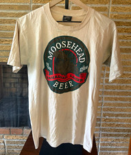 VTG Moosehead Beer Canadian Lager Graphic T-Shirt White Short Sleeve Medium picture