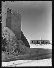 Photo:Ranchos de Taos New Mexico Old Church Buttress 1930s Snow Scene picture