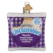 Old World Christmas PB & GRAPE UNCRUSTABLES SANDWICH (32796) Glass Orn. w/OWC Bx picture