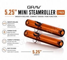 GRAV® TWO (2) PACK OF AMBER MINI 5.25”STEAMROLLERS WITH FEET And ASH CATCHER picture