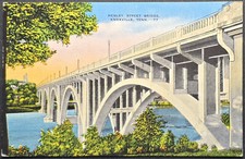 Henley Street Bridge Knoxville TN Linen Postcard E.C. Kropp 1940s picture