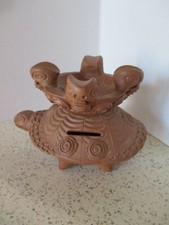 VINTAGE POTTERY TURTLE FIGURINE, ASHTRAY & BANK, VERY NICE DETAIL & UNIQUE picture