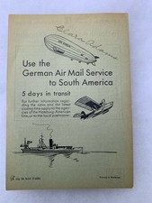 Rare 1934 Germany LZ 127 Graf Zeppelin Time Table schedule Clara Adams Signature picture