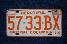 1976 - 1978 British Columbia License Plate picture