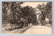 Salisbury CT-Connecticut, Bridges at Main Street, Antique Vintage Postcard picture