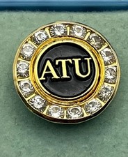 Amalgamated Transit Union ATU Crystals Rhinestones Tie Tack Lapel Pin Pinback picture