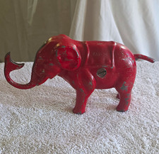 Vintage GAR-RU Red Cast Iron Elephant Bank RU-GAR COMPANY picture