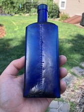 N.Y. Medical University Bottle 1880’s Cobalt Blue Error backwards “S” Rare  picture