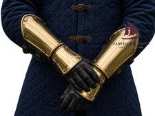 ZAIN Medieval Brass Gauntlets Knight Armor Gloves LARP Renaissance Halloween Gif picture