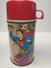 Superman Vintage 1970s  Metal Lunchbox Thermos ONLY Just the Thermos picture