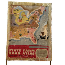 Vintage 1953 State Farm Road Atlas USA Canada Mexico Hotel Cabin Guide 12x16 old picture