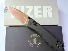 Kizer Aegis Pocketknife D2 Steel Drop Point Plain Edge Black/Bronze 2.8” picture