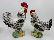 Lefton Vintage Rooster and Hen Chicken Figurines Hand Painted Set Of 2 picture