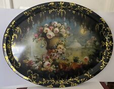 Vintage New York Botanical Garden White Pink Cabbage Roses Tray Made in England picture