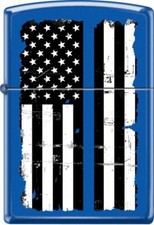 Zippo Blue Line Flag Represents Police Officers, Honor Injured & Fallen Heroes picture