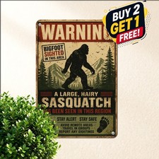 Bigfoot Sighted In This Area Wilderness Plaque Metal Tin Sign Cabin Wall Decor picture