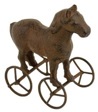 Vintage Style Cast Iron Horse on Wheels Rusti Decorative Figurine-4.5'' x 4.5''H picture