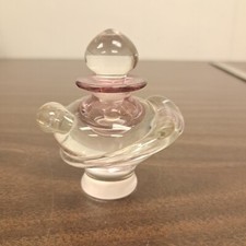 1996 Vintage Art Glass Perfume Bottle / Pink & Clear Signed Gorgeous Design picture