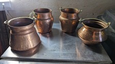 Vintage Turkish Solid Copper 4”T. Pot Kettle Houston Int. Trading Co. SET 4  picture