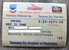 VTG 1948 Chevron Standard Paper National Credit Card Gas Oil picture