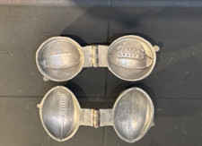 Pair Antique E & CO  Pewter Ice Cream / Chocolate Molds Football Baseball picture