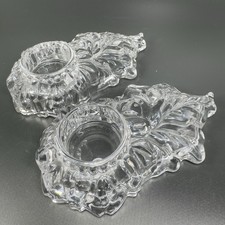 PartyLite Clear Crystal Blossom Tealight Candle Holder Votive Set 2 Retired VTG picture