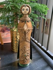 MCM Abelardo Ruiz Style Mexican Folk Art Paper Mache Lady Big Eyed 21.5