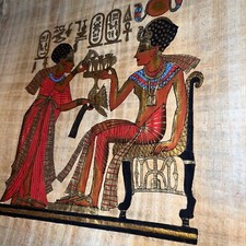 Authentic Hand Painted Ancient Egyptian Papyrus,  Replica From Temple walls picture