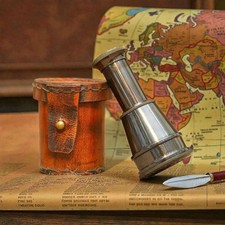 Vintage Brass Telescope with Leather Case | Nautical Spyglass, Personalized Gift picture