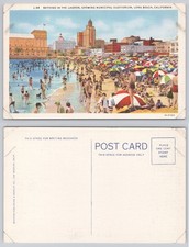 Long Beach CA Bathing Lagoon Municipal Auditorium Vintage Linen Postcard picture