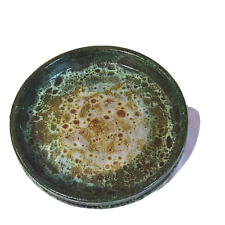 Green Lava Volcanic Glaze Studio Pottery Shallow Bowl Optional pedestal Italy  picture