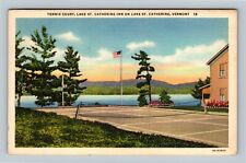 Catherine VT-Vermont, Catherine Inn, Lake, Tennis Court, Linen c1938 Postcard picture