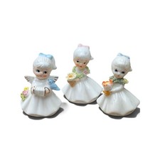 Napcoware Angel Figurines 1950s Bone China Hand Painted Set Of 3 picture