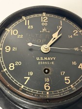vintage World War II-era U.S. Navy 24-hour ship's clock No Key untested picture