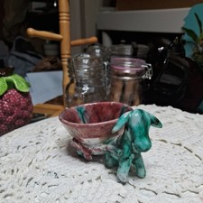 Vintage Donkey Pulling Cart Majolica Jardinière Planter Italy picture