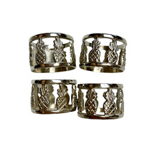 Threshold Pewter Pineapple Napkin Ring Holders Made in India, Set of 4 Four Pack picture