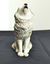 VTG GREY HOWLING WOLF FIGURINE SANDICAST picture