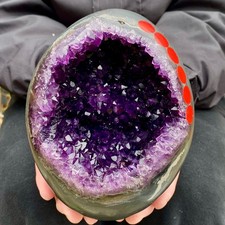 4.8LB High quality Natural Amethyst geode quartz crystal Dinosaur egg healing picture