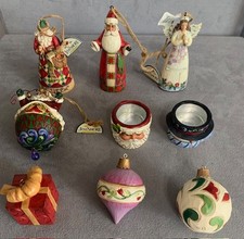 9 PIECES Jim Shore Heartwood Creek Ornament & Votive Candle Holder LOT picture