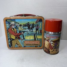Vintage Gunsmoke Metal LunchBox Lunch Thermos 1959 Aladdin Matt Dillon picture