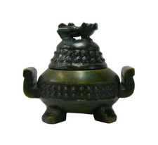 Chinese Oriental Stone Carved Round Incense Container cs691-11 picture