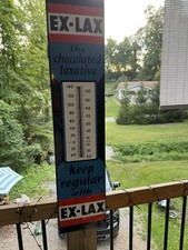 Antique c1940s Ex-Lax Chocolate Laxative Porcelain Advertising Wall Thermometer picture