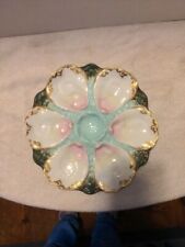Antique French Porcelain Turquoise And Pink Oyster Plate picture