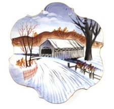 Covered Bridge In Winter Hand Painted Collector Plate - Norcrest Fine China picture