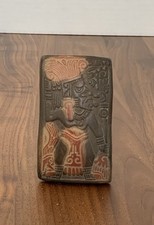 Vintage Mexican Folk Art Clay Stamp Terracotta Pintadera Printing Block Handle picture
