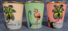 1960s GATORLAND Florida Shot Glass Set of 3 Plastic Flamingo Palm Tree Souvenir picture