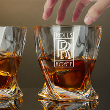 Custom Engraved Rolls Royce Whiskey Glass – 10 oz Twisted Rocks Glass picture